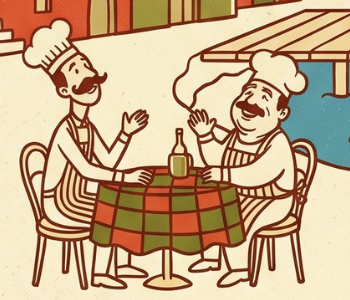Pepe i Roni przy stoliku